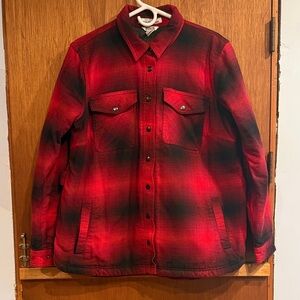 Duluth Trading Co Red & Black Plaid Snap-Front Shirt Jacket
